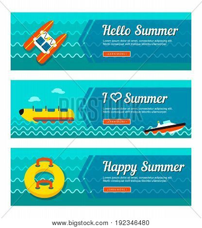 Travel and vacation vector banners. Summertime. Holiday