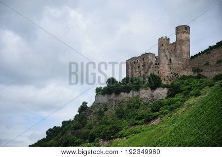 Historic Medeaval Castle in Central Western Germany along the Rhine River.