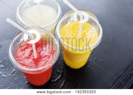 Colored Smothie Take Away In Plastic