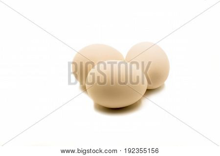 fresh brown eggs on the white background