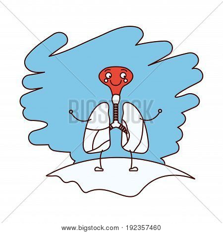 color sections silhouette scene in grass with silhouette caricature respiratory system with windpipe vector illustration