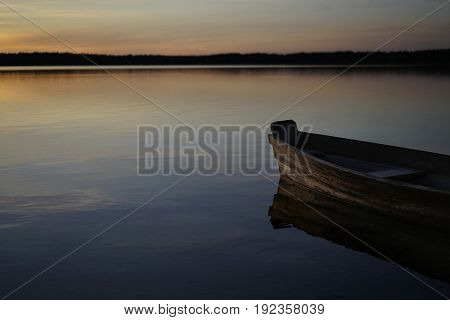 Landscape with a lake and boats. Ukraine. Shatskie lakes.