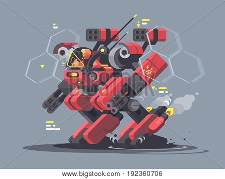 Military exoskeleton for soldier. Modern developments of army technology. Vector illustration