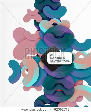 Abstract color geometric round shapes on white - elements with shadow, colorful composition