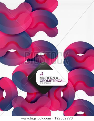 Abstract color geometric round shapes on white - elements with shadow, colorful composition