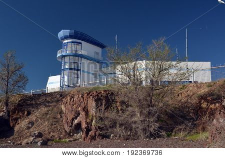 Resort,Balkhash lake, central Kazakhstan.Near Priozersk - former Soviet  anti-ballistic missile testing range Sary Shagan.May 7, 2017.Priozersk.Kazakhstan