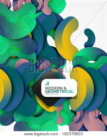 Abstract color geometric round shapes on white - elements with shadow, colorful composition