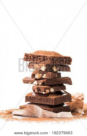 Photo pieces of milk chocolate