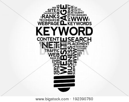 KEYWORD bulb word cloud collage, business concept background