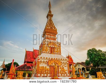 Wat Phra that Sri koon, temple, beautiful pagoda, Nakhon Phanom, Thailand