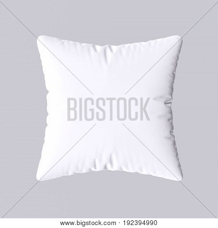 White square pillow isolated on gray background. 3d illustration