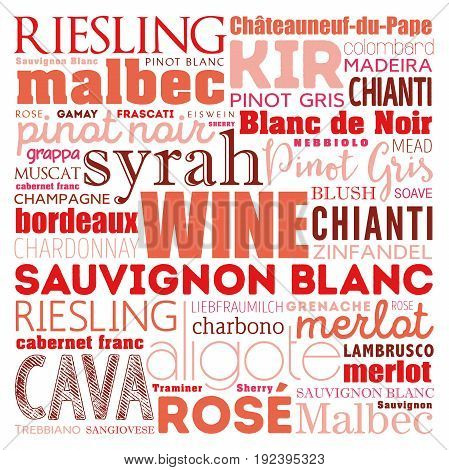 Wine Varietals Types Word Cloud