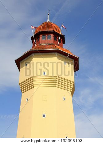 Water tower in the center of Nykøbing on the Danish island Falster
