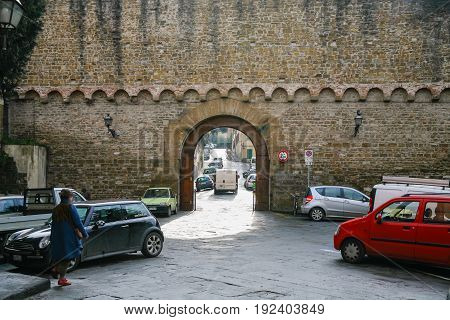 People Near Gate Porta San Miniato In Florence