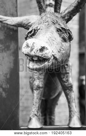 Statue Of The Bremen Town Musicians In Riga City