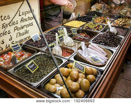 Local Pickles On Street Market In Nice City