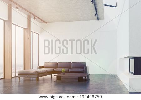 White Living Room With A Sofa, Side Toned