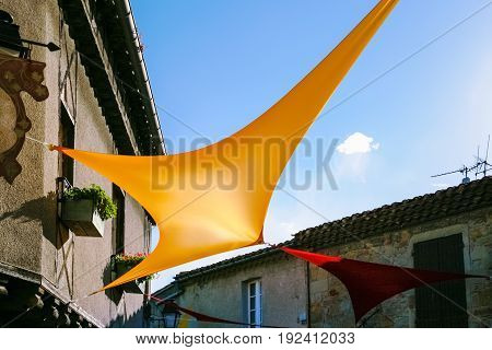 Flags In Medieval Town Carcassonne