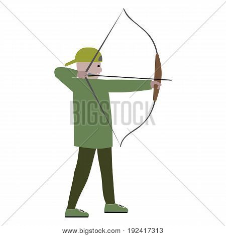 Boy with bow. Archer vector illustration isolated on white background