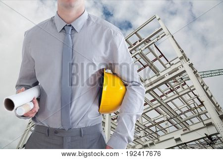 Digital composite of architect in construction