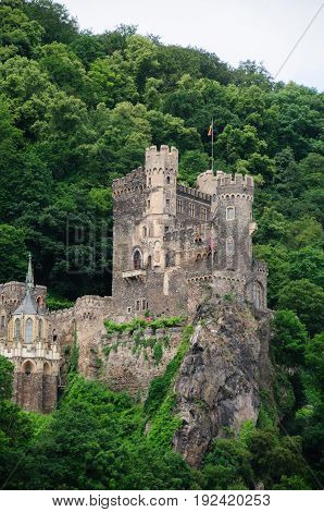 Historic Medeaval Castle in Central Western Germany along the Rhine River.