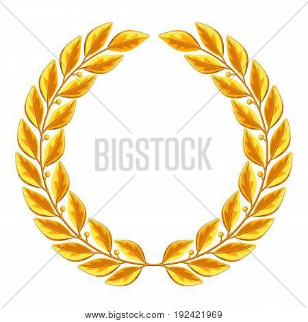 Realistic gold laurel wreath. Illustration for decoration and design.