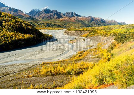 Mantanuska River Chucagh Mountain Range Alaska North America