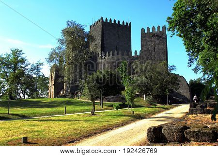 View of Guimarães Castle, Portugal. Unesco World Heritage Site