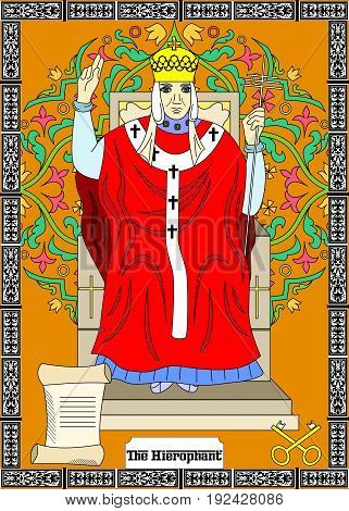 the illustration - card for tarot - the hierophant.