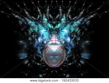 An alien egg pod connected by many life sustaining machines.