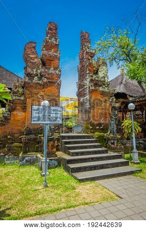 BALI, INDONESIA - MARCH 05, 2017: Gate of Pura Ulun Danu Bratan temple on Bali island, Indonesia.