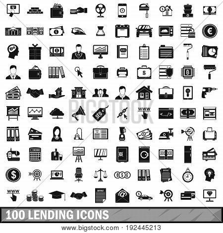 100 lending icons set in simple style for any design vector illustration