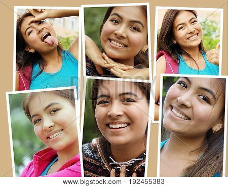 A Young Pretty Peruvian Teen Female Collage