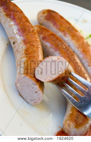 Saucisse frites avec du Ketchup