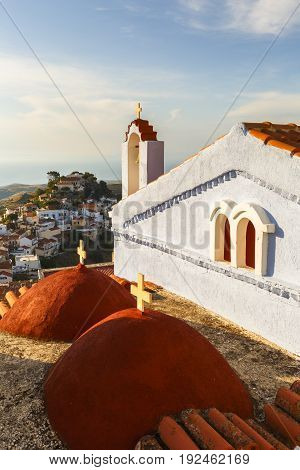 Old church in Ioulida village on Kea island in Greece.