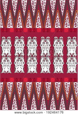 borneo dayak batik kamang motive design red