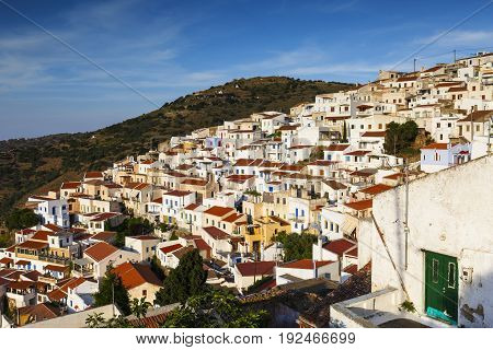 View of Ioulida village on Kea island in Greece.