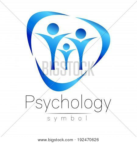 Modern people psi Sign of Psychology. Family Human. Creative style. Icon in vector. Design concept. Brand company. blue color isolated on white background. Symbol for web, print,