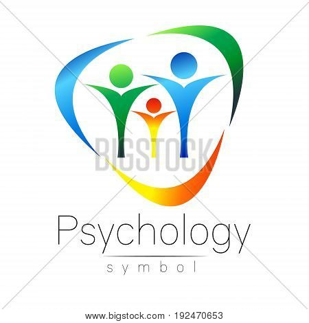 Modern people psi Sign of Psychology. Family Human. Creative style. Icon in vector. Design concept. Brand company. Green blue color isolated on white background. Symbol for web, print,
