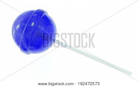 Blue lollipop isolated on white background. 3d image