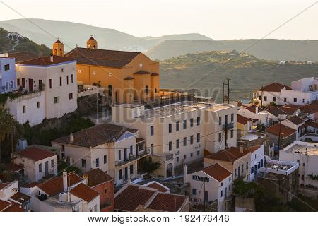 View of Ioulida village on Kea island in Greece.