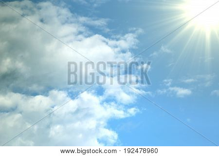 Blue sky with clouds and sunset, sky texture