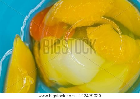 Fruit Jelly Mix On A Blue Plate