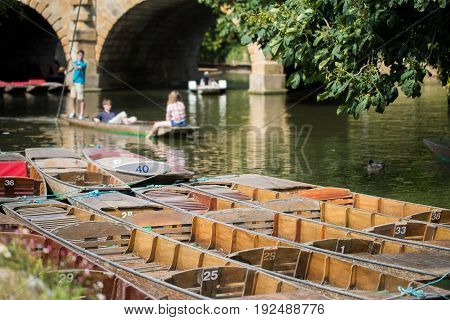 Boating In Punts On River Cherwell In Oxford