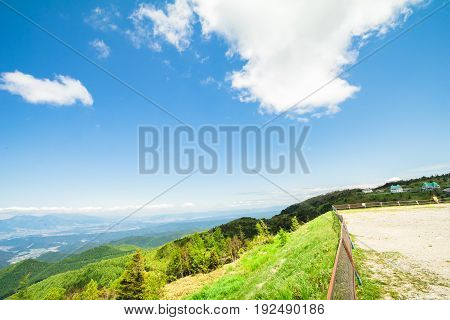 Beautiful landscape mountain view of Utsukushigahara is one of the most important and popular natural place in Nagano Japan.