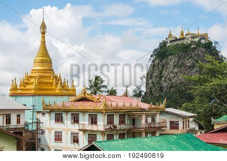 Mount Popa the mystery ancient landmark in Bagan, Mandalay region of Myanmar.
