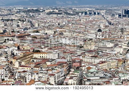aerialview of naples take from certosa , italy