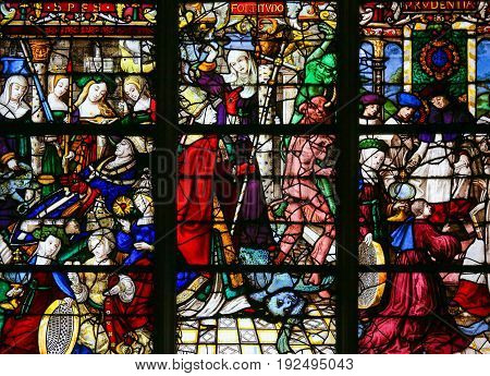 Stained Glass In Rouen Cathedral