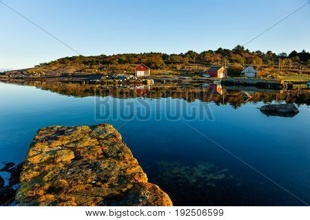 Small marina on the sea coast in Norway.