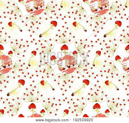 Magic abstract mushrooms pattern seamless . Flat style for web vector illustration